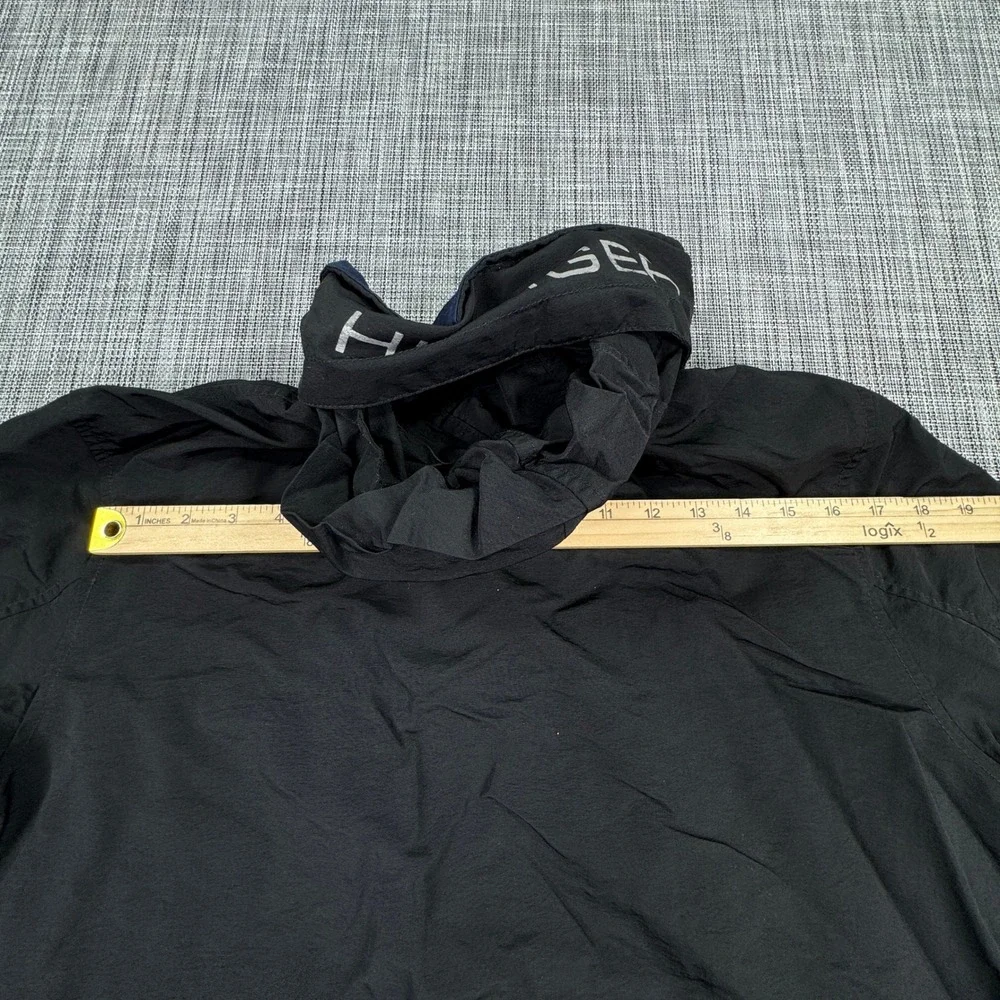 Tommy Hilfiger Men's Windbreaker Jacket Medium Black Hooded Mesh Lined Logo